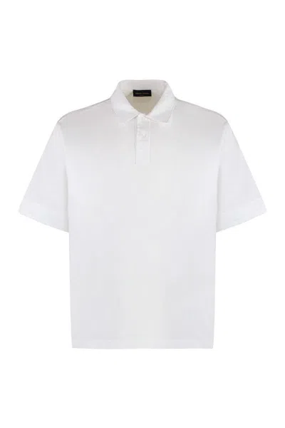 Roberto Collina Short Sleeve Cotton Polo Shirt In White