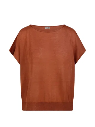 Roberto Collina Short-sleeve Knit T-shirt In Brown