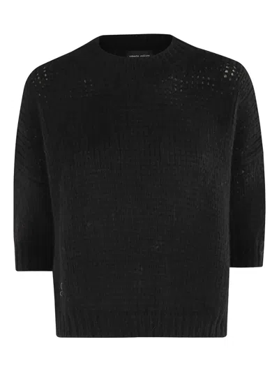 ROBERTO COLLINA SHORT-SLEEVE OPEN-KNIT SWEATER