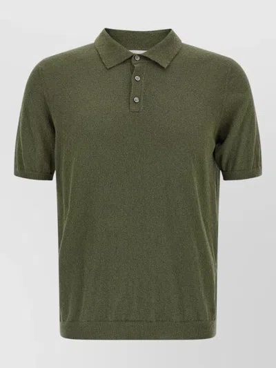 Roberto Collina Short Sleeve Polo Shirt Ribbed Trims In Burgundy