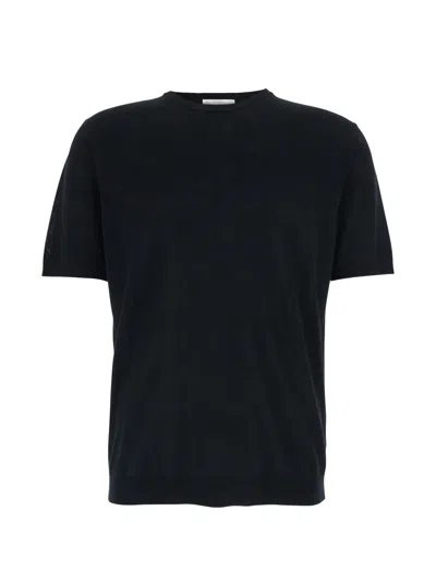 Roberto Collina Black Crewneck T-shirt With Ribbed Trims In Cotton Man