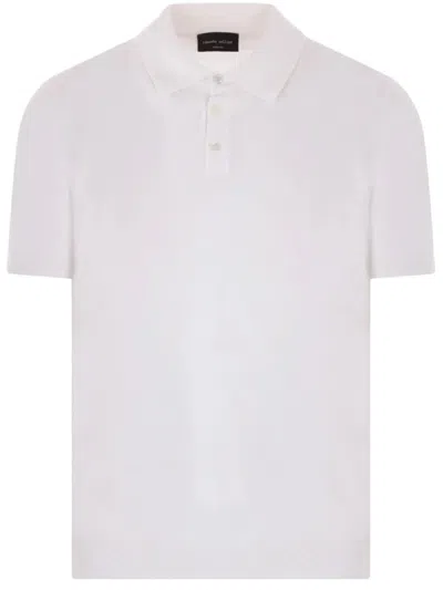 Roberto Collina Short-sleeved Knit Polo With Buttoned Placket In White