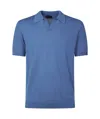 Roberto Collina Short-sleeved Polo With Classic Collar In Blue