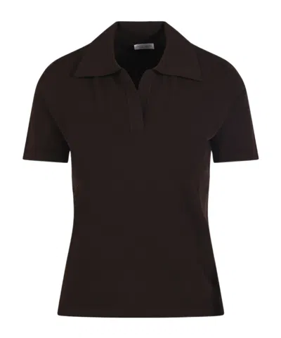 Roberto Collina Short-sleeved Polo Shirt In Brown