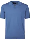 Roberto Collina Short-sleeved Polo With Classic Collar In Blue