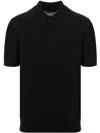 Roberto Collina Short-sleeved Polo With Ribbed Detailing In Black