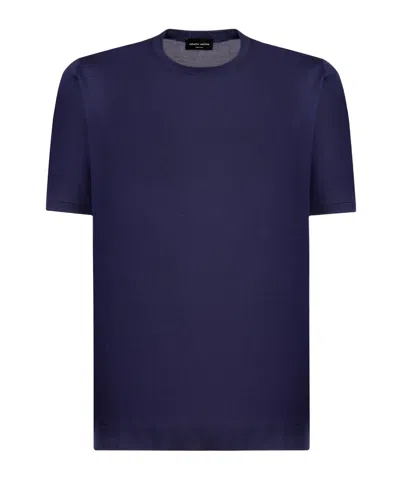 Roberto Collina Short-sleeved Sweater In Blue