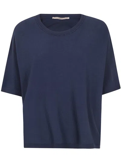 Roberto Collina Short Sleeves Oversized Round Neck In Blue