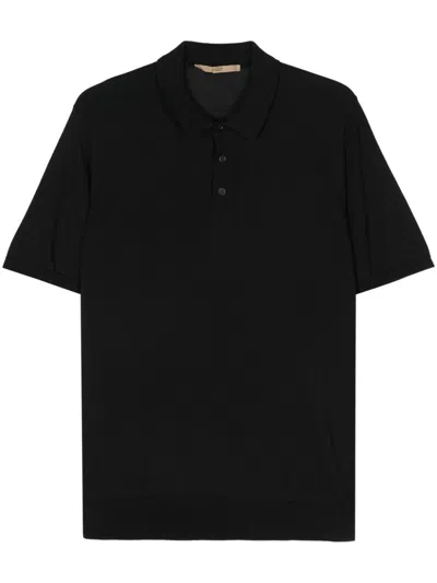 Roberto Collina Polo In Black Cotton In Blue