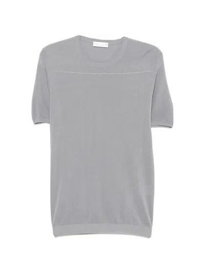 Roberto Collina Short-sleeve Knitted Sweater In Gray