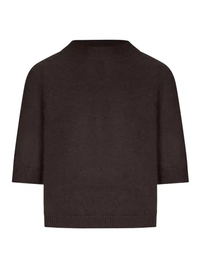 Roberto Collina Short-sleeved Angora Wool Top In Purple