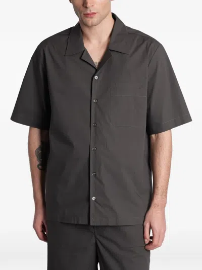 Roberto Collina Short-sleeved Camp-collar Cotton Shirt In Brown