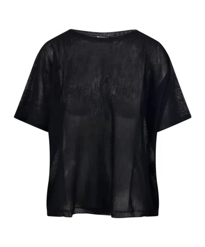 Roberto Collina Short-sleeved Knitted T-shirt In Black