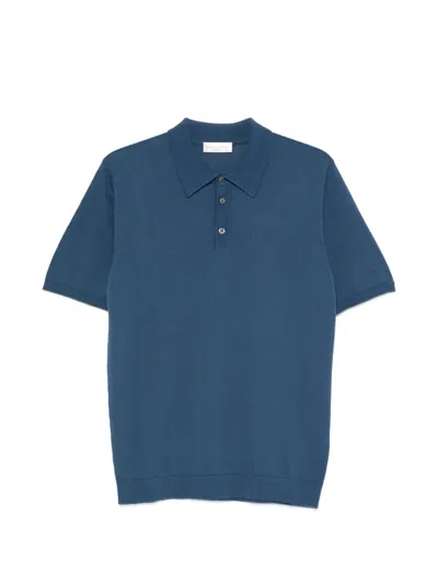 Roberto Collina Textured Knit Polo Shirt In Blue