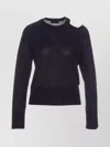 Roberto Collina Shoulder Cut Out Long Sleeve Crew Sweater In Gray