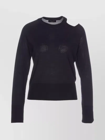 ROBERTO COLLINA SHOULDER CUT OUT LONG SLEEVE CREW SWEATER