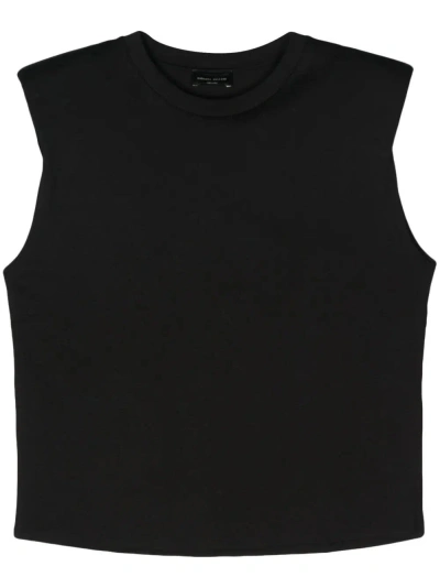 Roberto Collina Shoulder-pads Cotton T-shirt In Black