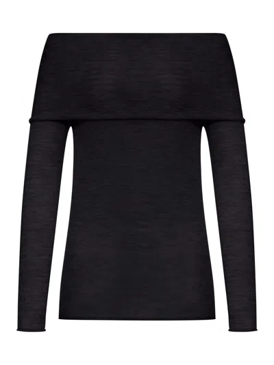 Roberto Collina Silk And Cashmere Boat Neck Sweater In Black