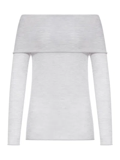 Roberto Collina Silk And Cashmere Boat Neck Sweater In Gray