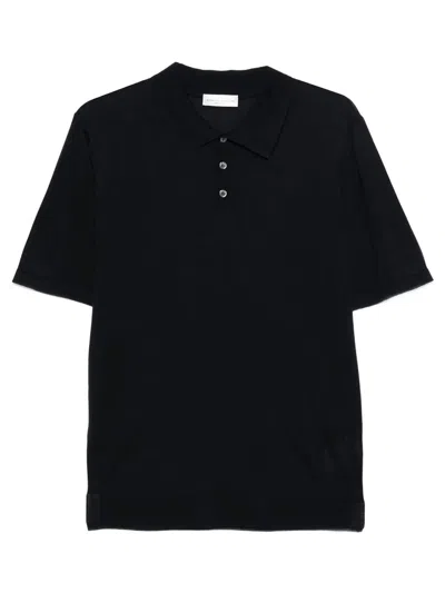 Roberto Collina Silk Fine Knit Polo Shirt In Black