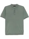 Roberto Collina Ribbed Collar Polo Shirt With Short Sleeves In Green