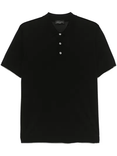 Roberto Collina Silk Lightweight Polo Shirt In Black