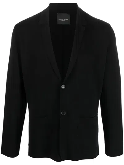 Roberto Collina Single-breasted Merino Blazer In Black