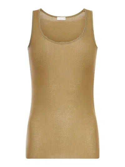 Roberto Collina Sleeveless Ribbed Knit Top In Brown
