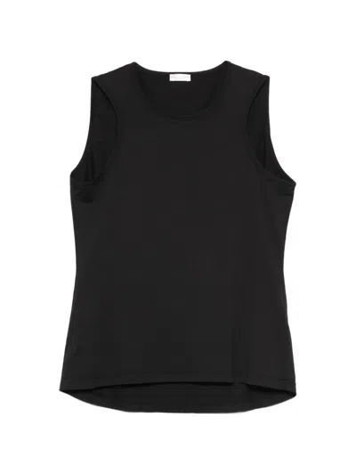 Roberto Collina Cotton Tank Top Round Neck Sleeveless In Black