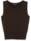 Roberto Collina White Cotton Blend Crew-neck Tank Top In Brown