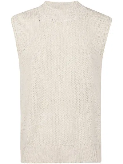 Roberto Collina Slipover Waistcoat Round Neck Sleeveless Clothing In Beige