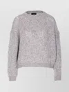 Roberto Collina Soft Knit Crewneck Sweater With Ribbed Finish In Gray