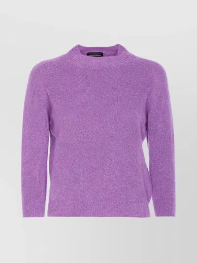 Roberto Collina Soft Knit Sweater Crewneck Design In Purple