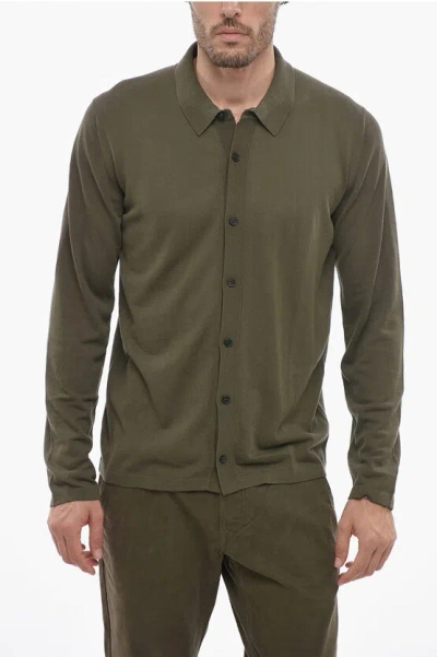 Roberto Collina Solid Color Cotton Jersey Shirt In Green