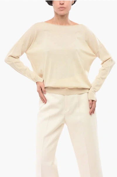 Roberto Collina Solid Color Merino Wool Sweater In Neutral
