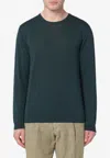 Roberto Collina Bottle Green Merino Wool Crew-neck Sweater In Green