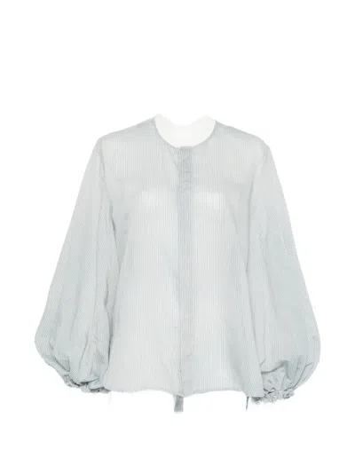 Roberto Collina Striped Balloon-sleeve Shirts In Blue