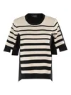 Roberto Collina Striped Knit And Poplin Top In Black