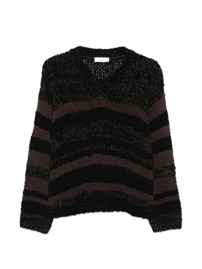 Roberto Collina Striped Chunky-knit Sweater In Black