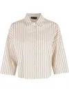 Roberto Collina Striped Cotton Shirt In Neutrals