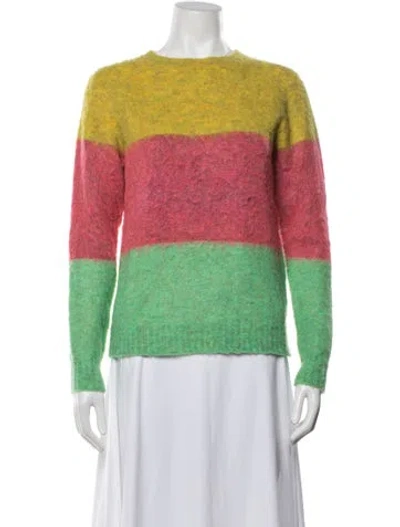 Pre-owned Roberto Collina Striped Crew Neck Sweater In Green