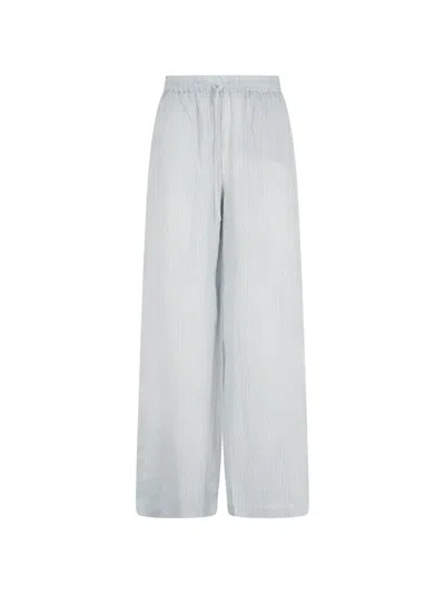 Roberto Collina Striped Drawstring Palazzo Pants In Blue