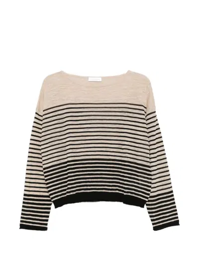 Roberto Collina Mariniere Sweater Woman Beige And Black