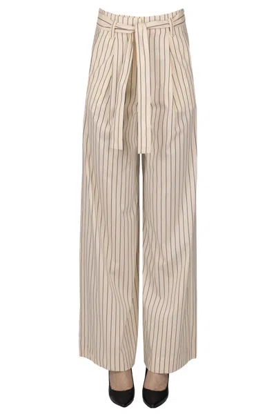 Roberto Collina Striped Lightweight Trousers In Neutral