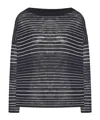 Roberto Collina Striped Long-sleeve Knitted Sweater In Black
