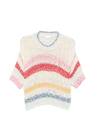 Roberto Collina Striped Open-knit Sweater In Neutral