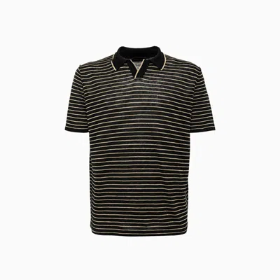 Roberto Collina Striped Polo Shirt In Black