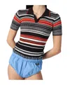 Roberto Collina Striped Polo Shirt In Cotton Blend In Multicolor