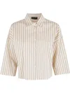 Roberto Collina Striped Cotton Shirt In Neutrals