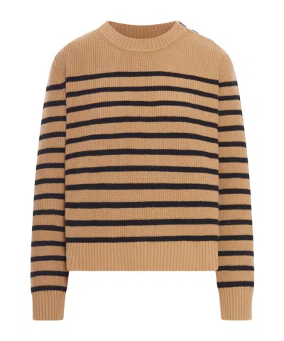 Roberto Collina Striped Sweater In Brown
